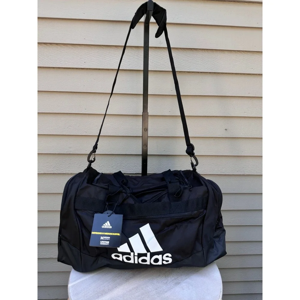 Adidas Defender IV Medium Gym Training Duffel Bag Black Padded Handles NWT